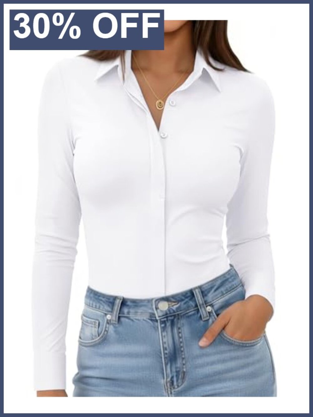 Women's Button Down Work Blouse Stretch Wrinkle Free Business Casual Top